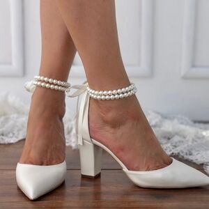 Pearl Bridal Block Heel Sandal